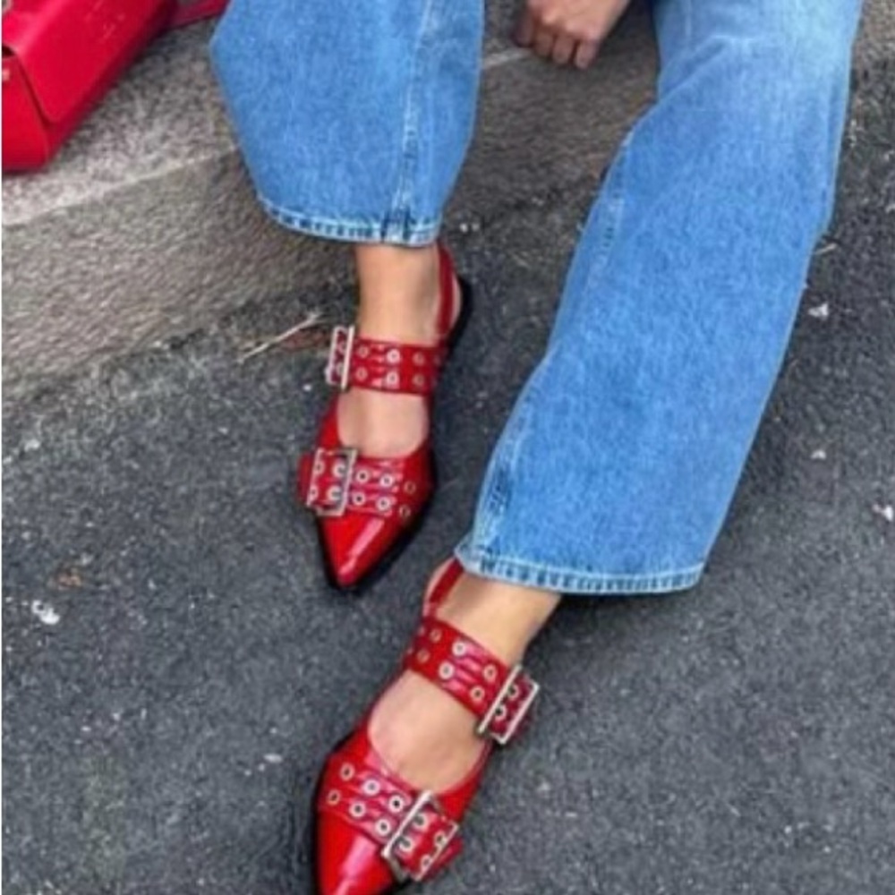 Red Buckle Flats